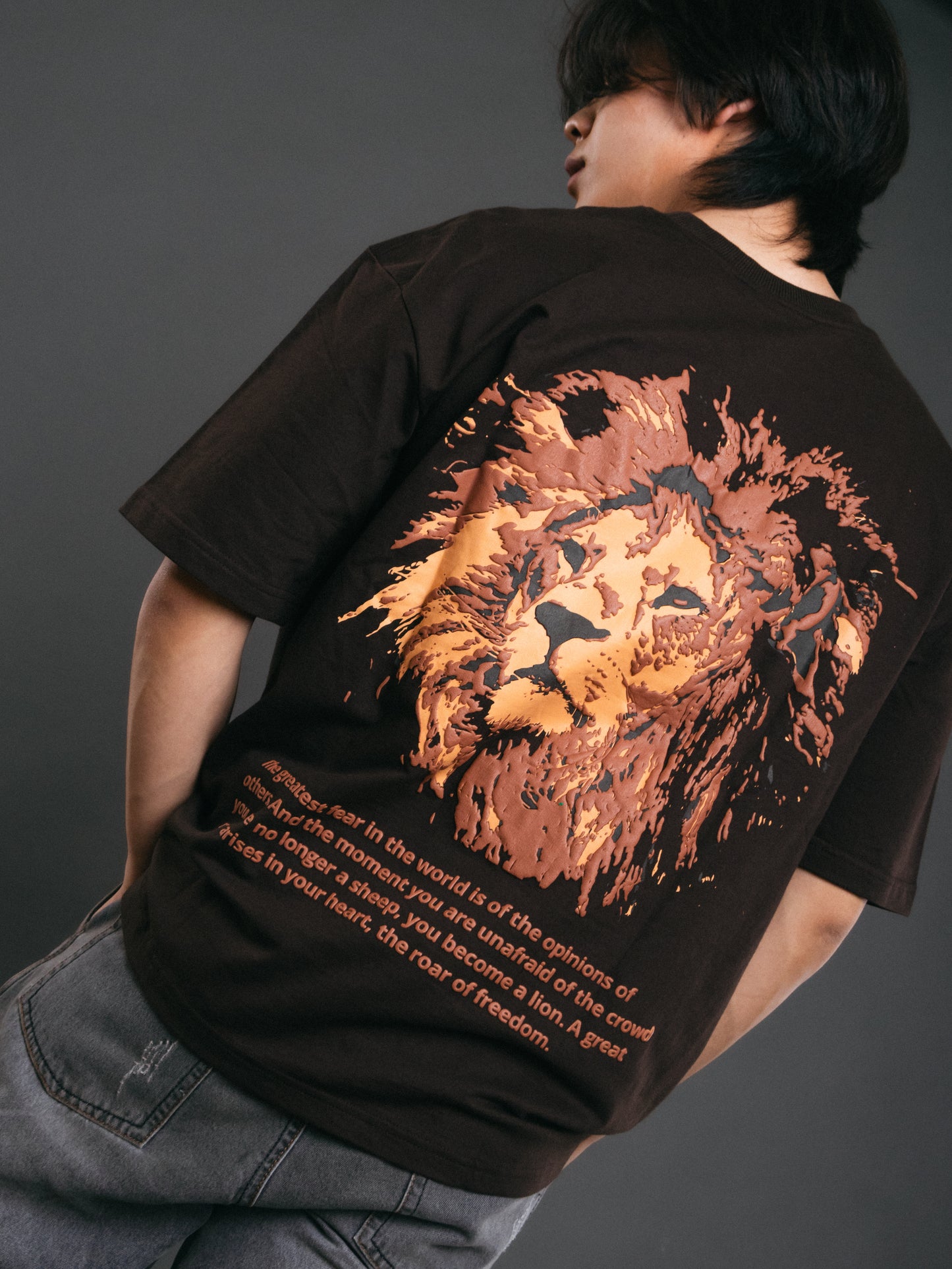 Lion Designed Brown T-shirt