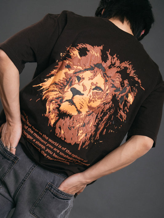 Lion Designed Brown T-shirt