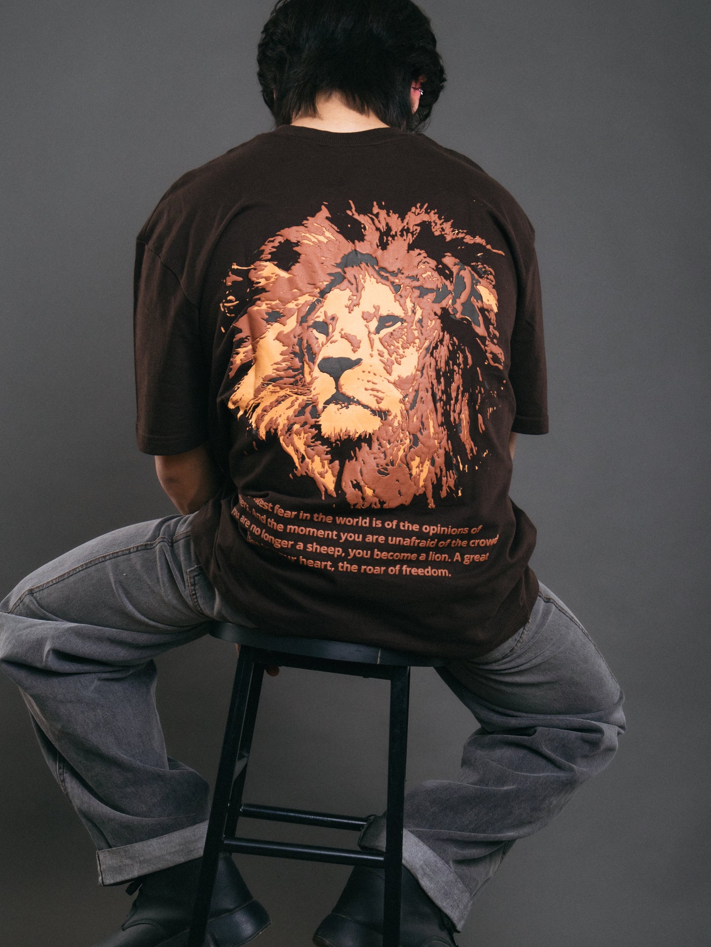 Lion Designed Brown T-shirt