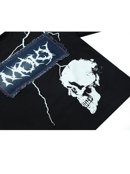 Denim & Skull Patchwork T-shirt