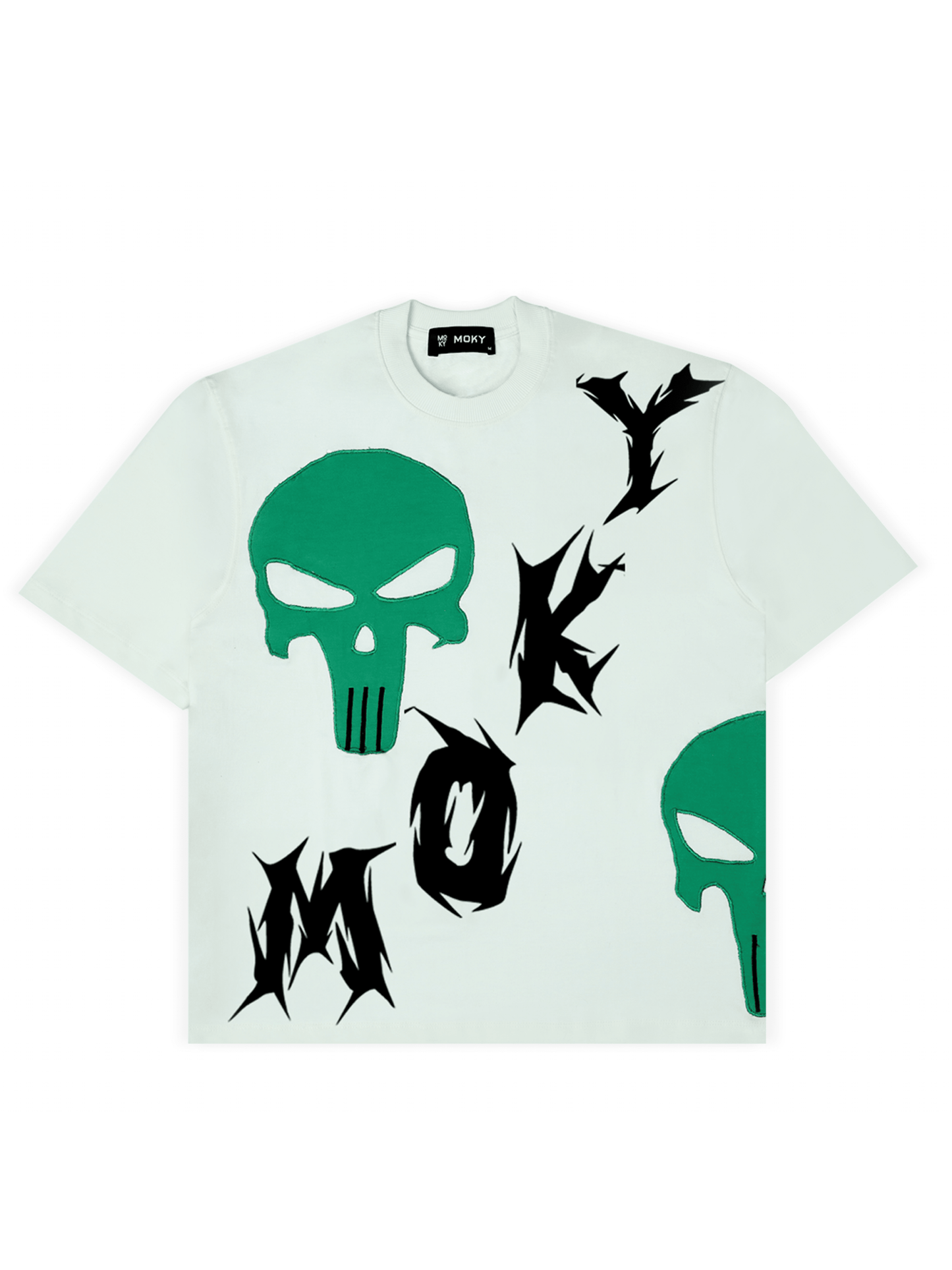 Skull Chaos: off-White & Green T-shirt