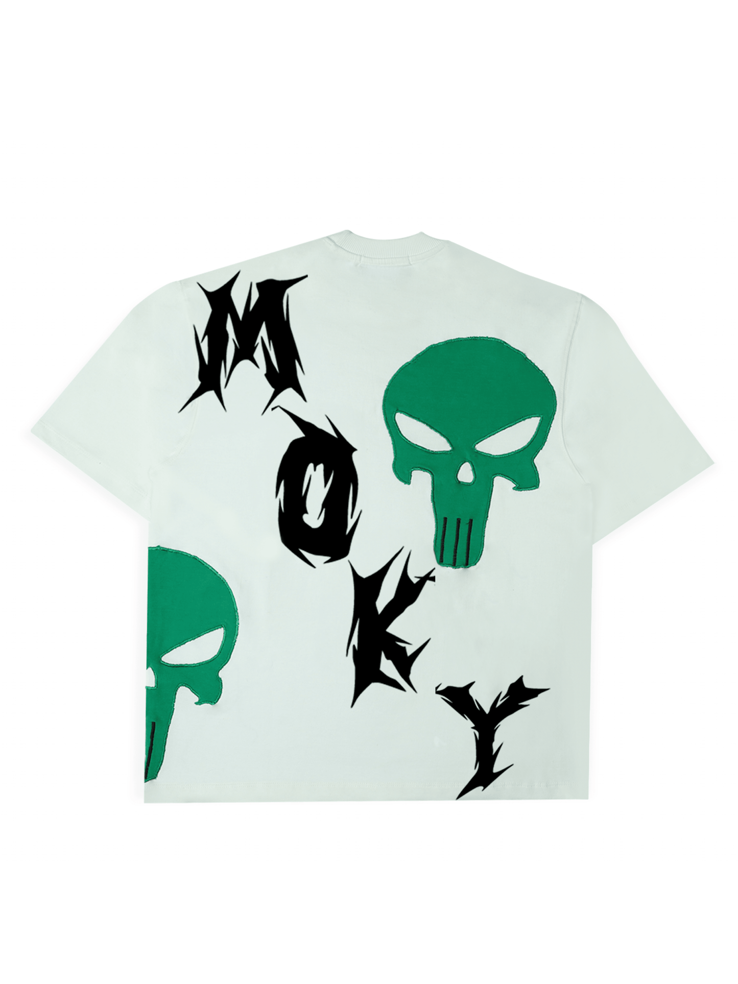 Skull Chaos: off-White & Green T-shirt