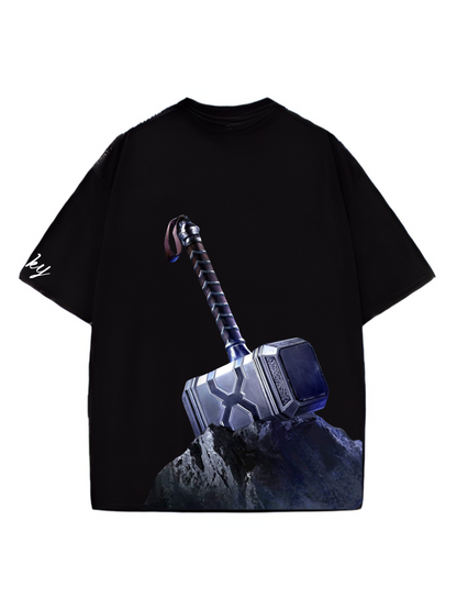 Thor Hammer Designed Oversized T-shirt