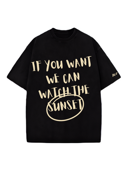 Watch Sunset Designed Oversized Tshirt