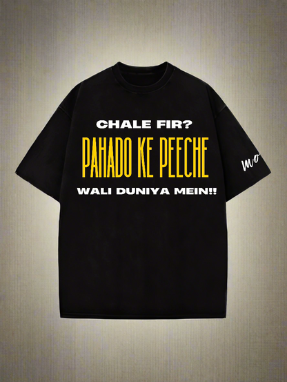 Pahado ke Peeche Designed Oversized T-shirt