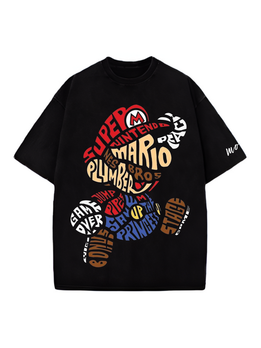 Super Mario Text Designed Oversized T-shirt